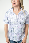 Short Sleeve Hoodie - Neon Palm Trees