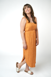 Reagan Ribbed Midi Dress - Pumpkin Floral