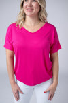 Chloe Cozy Tee - Hot Pink