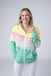 IN STOCK Colorblock Fullzip - Yellow, Rainbow Stripes, and Lime