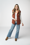 Heather Geometric Hooded Vest - Rust