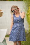 Beverly Button Dress - Nautical Navy
