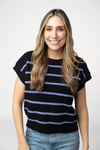 Striped Sweater Top - Black and Purple