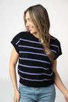 Striped Sweater Top - Black and Purple