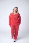 IN STOCK Wide Leg Vintage Wash Bottoms - Red