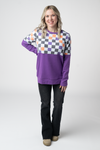 Natalie Pullover - Checkered Bats and Purple