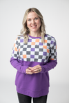 Natalie Pullover - Checkered Bats and Purple