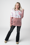 IN STOCK Hailey Pullover Hoodie - Pink Bloom and Stripes