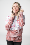 IN STOCK Hailey Pullover Hoodie - Pink Bloom and Stripes