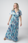 Millie Maxi Dress - Abstract Aqua Breeze