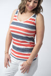 Kennedy Tank - Striped Red, White, and Micro Blue Stars