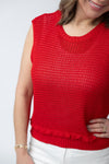 Amaya Open Knit Top - Red