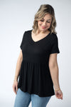 Sarah Ruffle Short Sleeve - Black | Women's Top