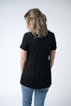 Sarah Ruffle Short Sleeve - Black | Women's Top