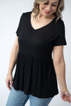 Sarah Ruffle Short Sleeve - Black | Women's Top