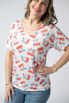 Chloe Cozy Top - Patriotic Cherries
