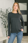 Down to the Basics Long Sleeve Top in Charcoal