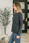 Down to the Basics Long Sleeve Top in Charcoal