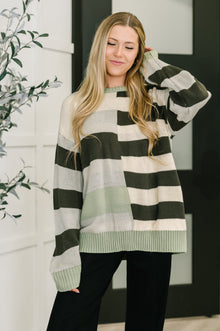  Fall Into Us Color Block Knit Pullover