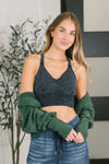 Fine Figure Mineral Wash Bralette in Charcoal