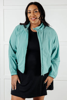  Fit Happens Nylon Tennis Jacket in Tidal Wave