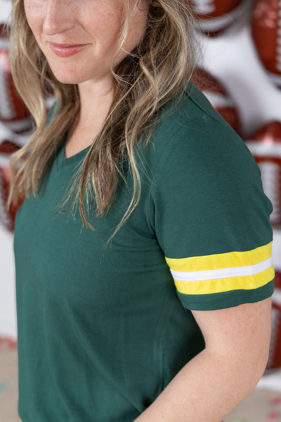 IN STOCK GameDay Tessa Short Sleeve Top - Green Bay