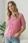 Simply Sweet Button Down Pink Sweater