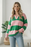I'll Be On The Sidelines Green and Pink Sweater