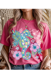 Floral Seahorse Graphic Tee