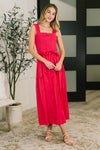 Hold Me Down Midi Dress in Fuchsia