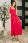 Hold Me Down Midi Dress in Fuchsia
