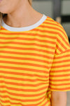 I Think I'm in Love Round Neck Loose Tee in Orange and Yellow
