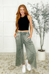 In or Out Wide Leg Cropped Pants Lt Olive
