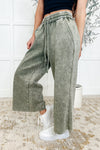 In or Out Wide Leg Cropped Pants Lt Olive