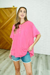 In the Rotation Exposed Seam Tee in Hot Pink