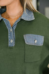 It's a Must Contrast Collared Sweater Top