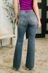 Jackie Mid Rise Flare Jean with Front Flap Pockets