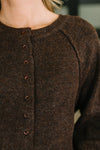 Just For Me Henley Brushed Pullover in Dark Brown