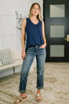 Just Give In Ribbed Knit Tank in Navy