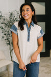 Knowing Me Collared Henley Top