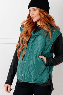  Layering Queen Quilted Puffer Vest in Hunter Green