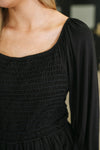 Lesson Taught Smocked Blouse in Black
