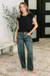 Little Details Trim Detail Top in Black