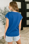 Little Details Trim Detail Top in Blue