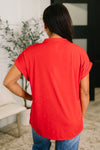 Lizzy Bloom Split Neck Blouse in Red