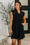 Lizzy Forever Flutter Sleeve Dress in Black