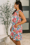 Lizzy Forever Flutter Sleeve Dress in White Multi Floral Paisley
