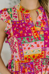 Lizzy Flutter Sleeve Dress in Patchwork Floral