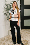Lonely Traveler Striped Quarter Zip Vest in White