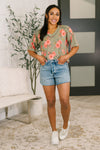 More Than Butterflies Floral V-Neck Top